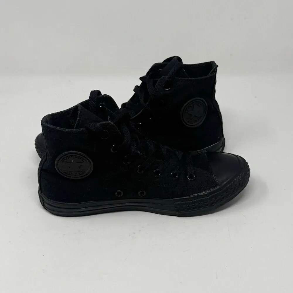 Converse All Star High Shoes Youth Girls Boys Size 3 Triple Black Canvas Sneaker